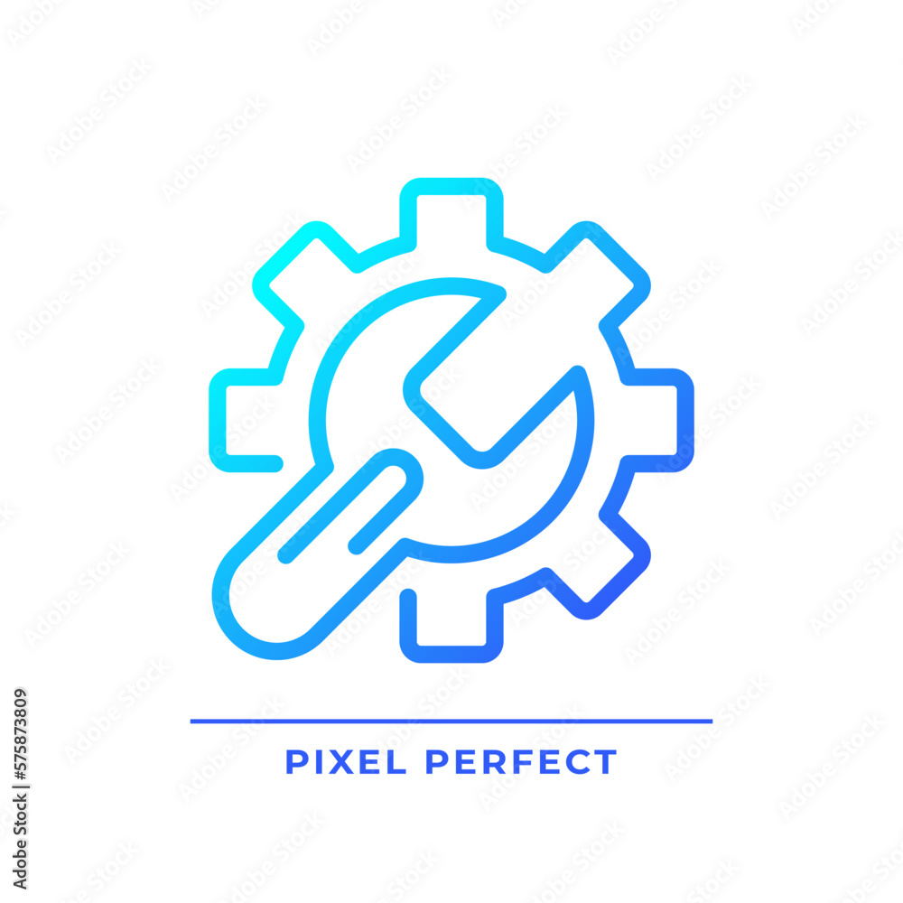 Canvas Prints setup pixel perfect gradient linear vector icon. system settings. troubleshooting service. automated