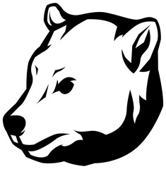 Head of bear. Abstract character illustration. Graphic logo design template for emblem. Image of portrait.