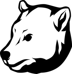 Head of bear. Abstract character illustration. Graphic logo design template for emblem. Image of portrait.