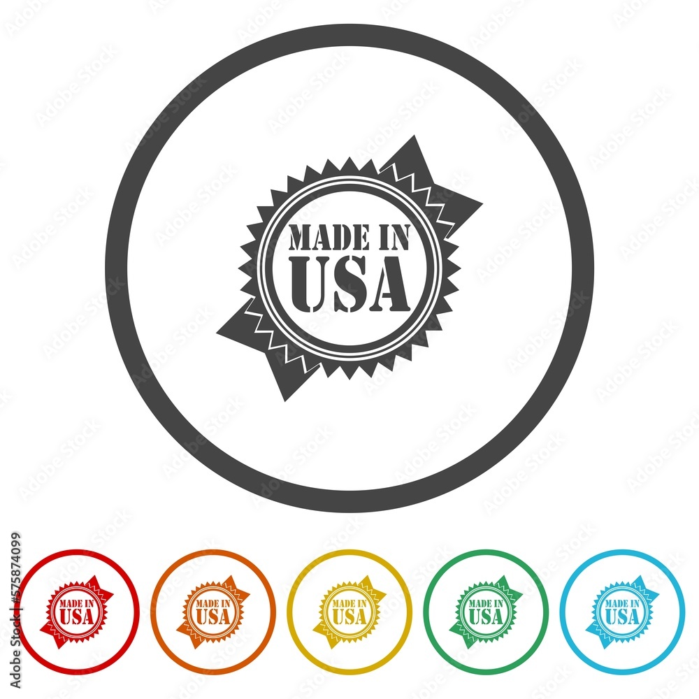 Poster made in usa badge icons in color circle buttons