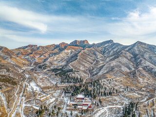 Aerial photography of Shizhu Mountain Scenic Area, Zanhuang County, Shijiazhuang City, Hebei...