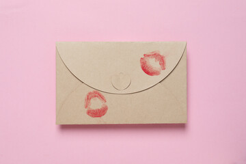 Concept of romantic love letter, top view