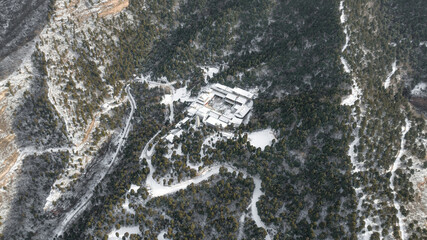 Fototapeta premium Aerial photography of Shizhu Mountain Scenic Area, Zanhuang County, Shijiazhuang City, Hebei Province, China