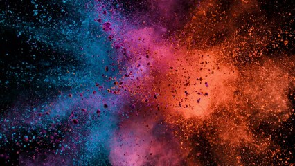 Super slow motion of colored powder explosion. Filmed on high speed cinema camera, 1000fps.