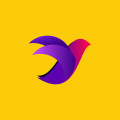 Purple Dove bird logo template design by Pandu