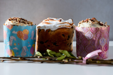 Orthodox holidays. Easter cakes and a sprig of willow