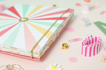 Concept of scrapbooking, scrapbooking for holiday, hobby concept