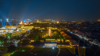 Fototapeta premium Aerial photography of Linji Temple in Zhengding Ancient City, Zhengding County, Shijiazhuang City, Hebei Province, China