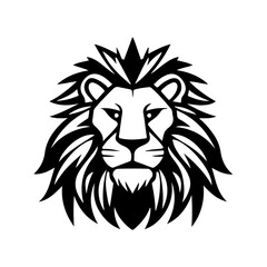 Fototapeta na wymiar Lion head face logo silhouette black icon tattoo hand drawn outline lion king silhouette animal vector illustration
