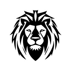 Fototapeta na wymiar Lion head face logo silhouette black icon tattoo hand drawn outline lion king silhouette animal vector illustration
