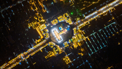 Panorama of Zhengding Yanghe Building and Zhengding Historical and Cultural Street in Zhengding County, Shijiazhuang City, Hebei Province