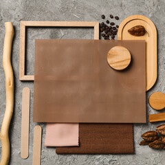 Flat lay of creative moodboard composition, top view