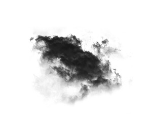 Black smoke cloud, fog or smokey flare and realistic vector of steam or gas, mist explosion with a powder spray and a design element texture isolated on a transparent and png background