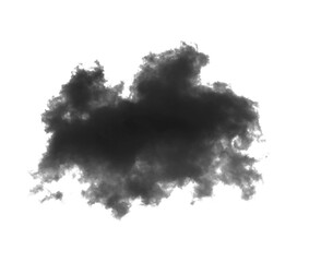 Black smoke cloud, fog or smokey flare and realistic vector of steam or gas, mist explosion with a powder spray and a design element texture isolated on a transparent and png background