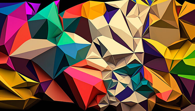 generative ai illustration of Abstract Delaunay Voronoi trianglify background