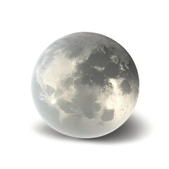 Moon with Shadow Isolated on White Background.  Full Moon Globe Isolation Created with Generative AI and Other Techniques