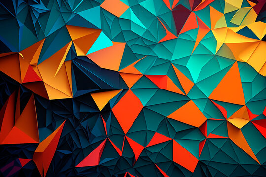 generative ai illustration of Abstract Delaunay Voronoi trianglify background