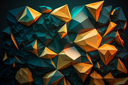 generative ai illustration of Abstract Delaunay Voronoi trianglify background