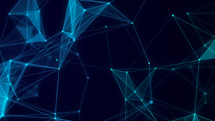 Blue network connection structure. Science background. Abstract digital background. Big data visualization. 3d rendering.
