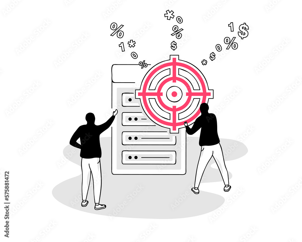 Poster Illustration of a DDoS attack symbol with two hackers flooding a targeted server with internet traffic.