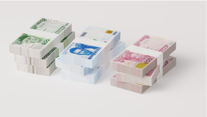 Stacks of 500, 1000, and 200 Naira notes side by side