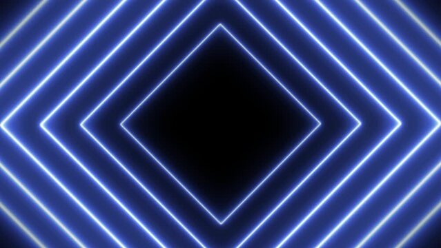 Neon circles and diamonds radiating from the center of the black background. 4K