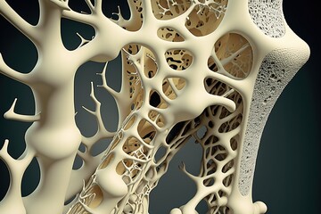  osteoporosis bone micro structure created by generative AI - obrazy, fototapety, plakaty