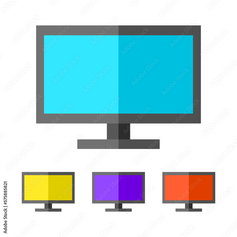 Poster flat computer monitor colorful icon set vector illustration