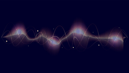 Modern Sound Wave Oscillating. Equalizer Vector Illustration on Dark Background. Abstract Technology Vector Background. - obrazy, fototapety, plakaty