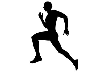 Fototapeta na wymiar faster runner athlete running black silhouette