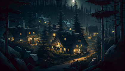 Obraz premium village in the woods