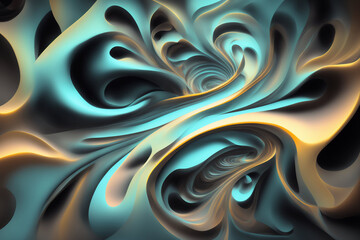 abstract fractal background with circles, AI generated colored abstract wavy illustration.