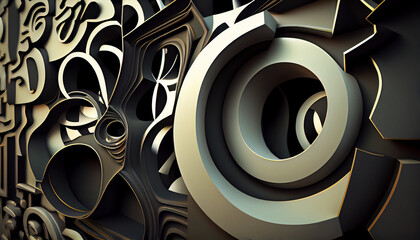 abstract 3d background, AI generated abstract wavy illustration.