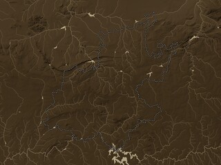 Gauteng, South Africa. Sepia. No legend