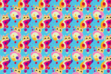 Cat Colorful Background Pattern