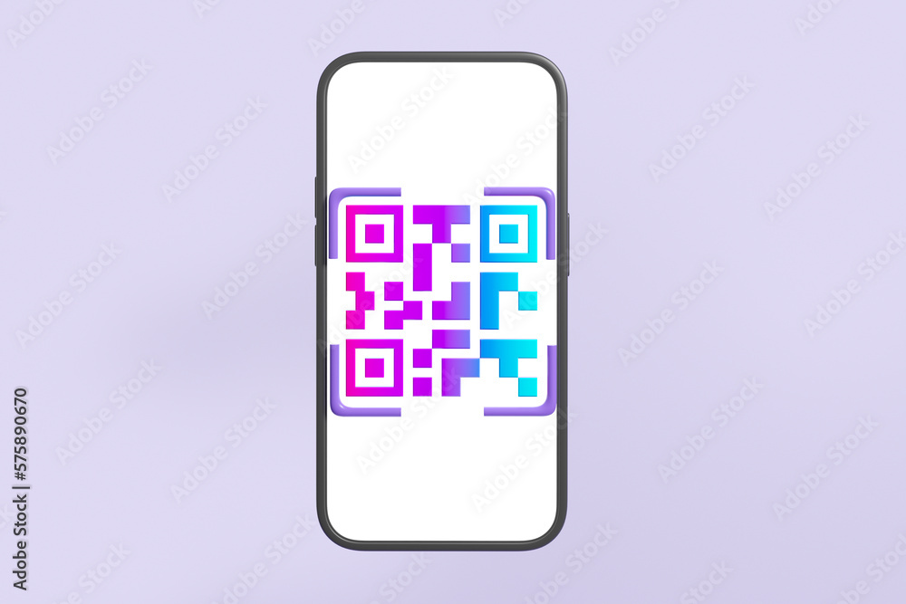 Poster large smartphone mockup screen with gradient qr code