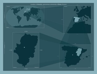 Aragon, Spain. Described location diagram