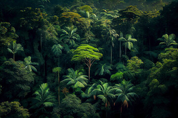 tropical rainforest is a dense, lush forest located in tropical regions near the equator - obrazy, fototapety, plakaty