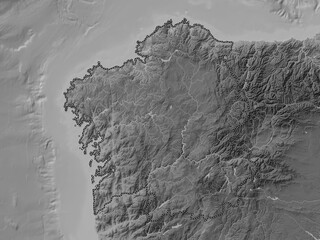 Galicia, Spain. Grayscale. No legend