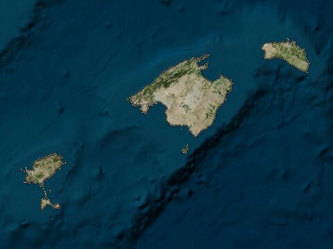 Islas Baleares, Spain. High-res satellite. No legend