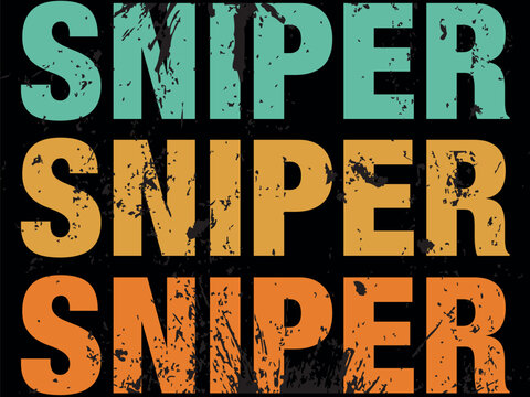 retro Sniper gamer t shirt and apparel. design and template, black background