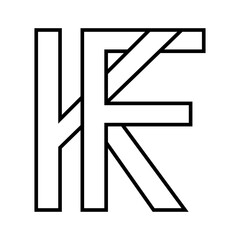Logo sign kf fk, icon double letters logotype f k