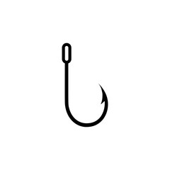 Simple illustration of metal fishing hook icon for web design isolated on white background