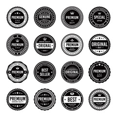 Classic Vintage Retro Premium Vector Badge, Emblem, Logo, Label, Sticker, Stamp, Symbol, Seal, Banner Frame Collection Set