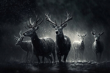 deer in the rain, generative ai
