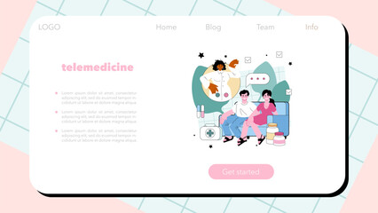 Family doctor web banner or landing page. Modern medicine