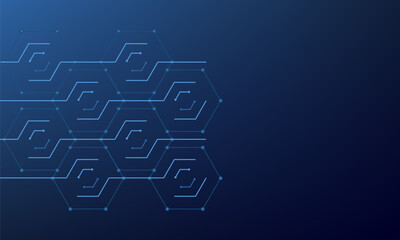 hexagons pattern. Geometric abstract background, banner blue, digital technology design vector illustration