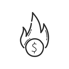 Hot discount or price icon. Hand drawing design style. Vector.