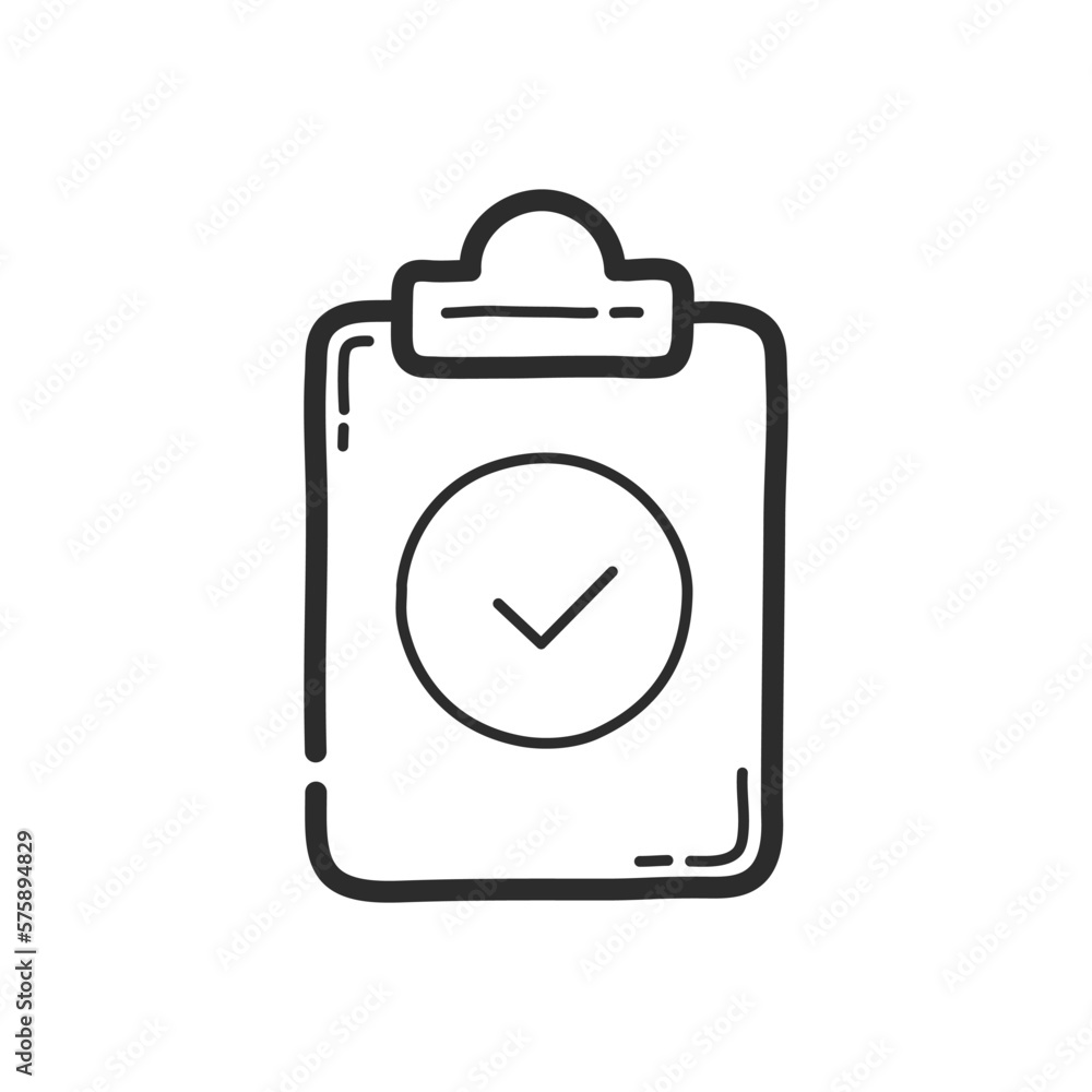 Aufkleber tablet with checkbox icon. hand drawing design style. vector.