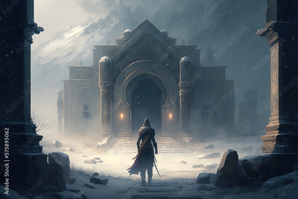 Poster inside the mists of an ancient, cold kingdom generative ai